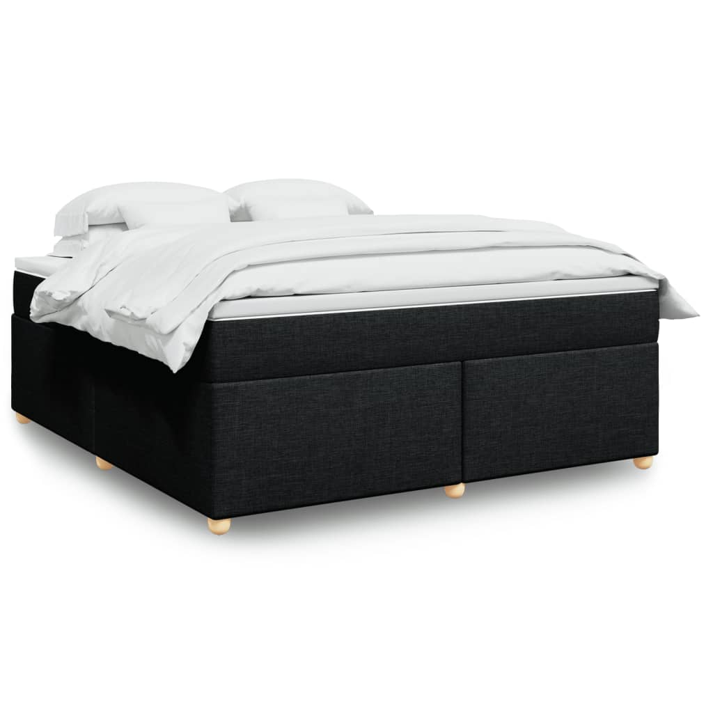 Box Spring Postel S Matrací Černá 180X200 Cm Textil