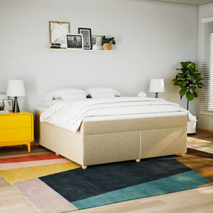 Box Spring Postel S Matrací Krémová 180X200 Cm Textil