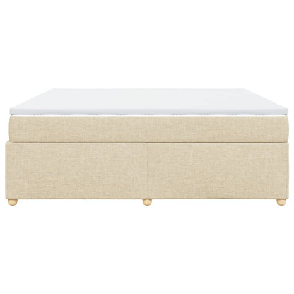 Box Spring Postel S Matrací Krémová 180X200 Cm Textil