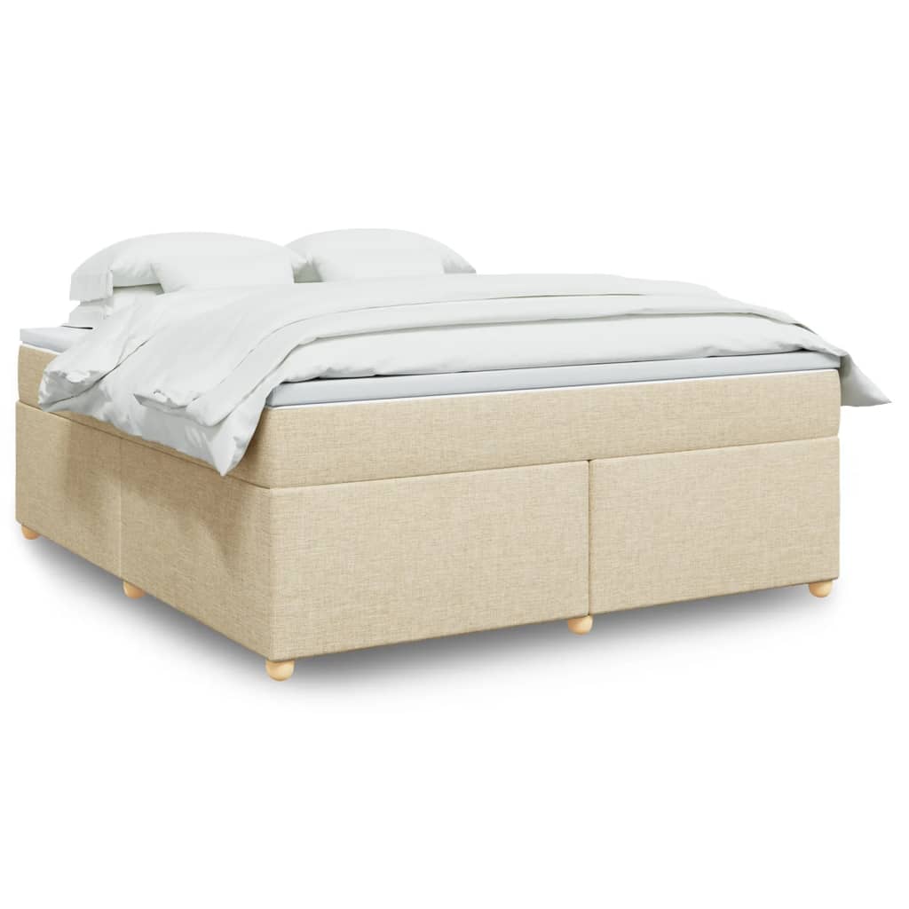 Box Spring Postel S Matrací Krémová 180X200 Cm Textil
