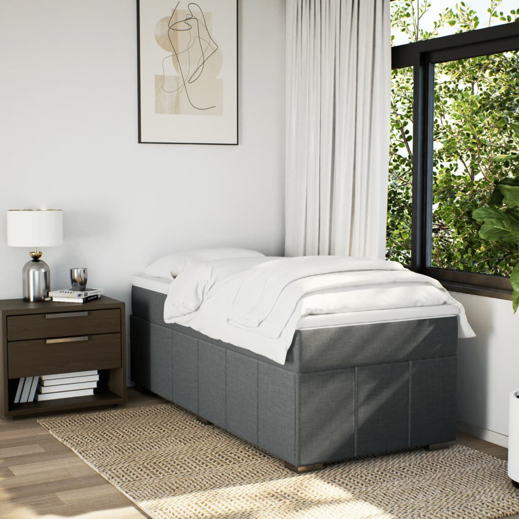 Box Spring Postel S Matrací Tmavě Šedá 80 X 200 Cm Textil