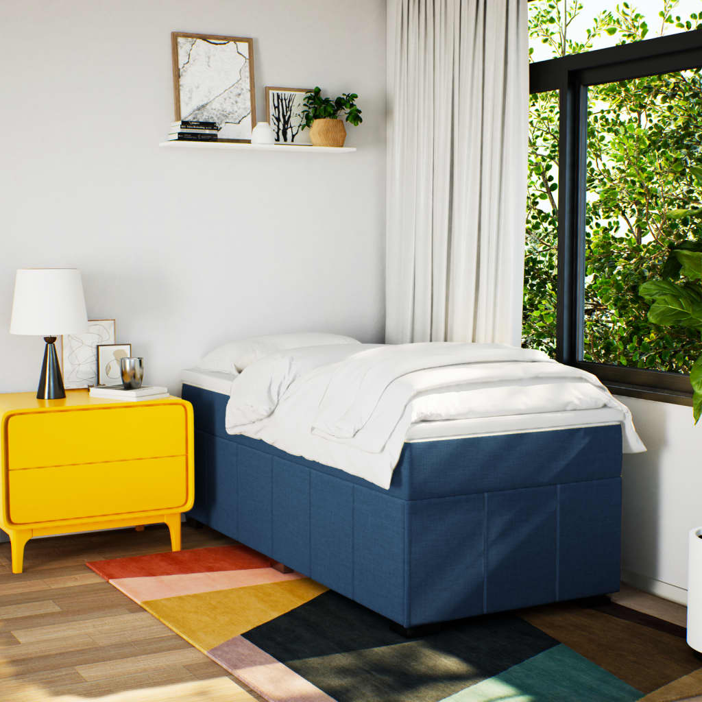 Box Spring Postel S Matrací Modrá 80X200 Cm Textil