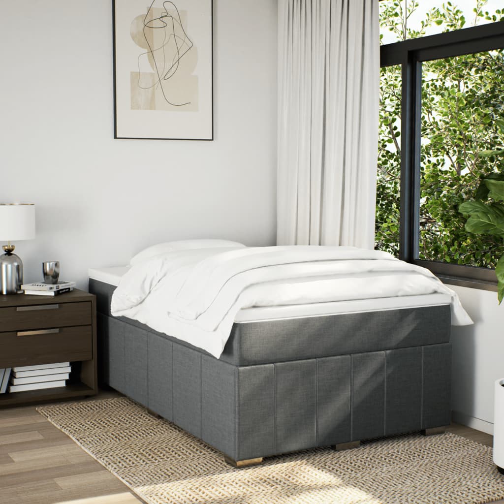 Box Spring Postel S Matrací Tmavě Šedá 120X190 Cm Textil
