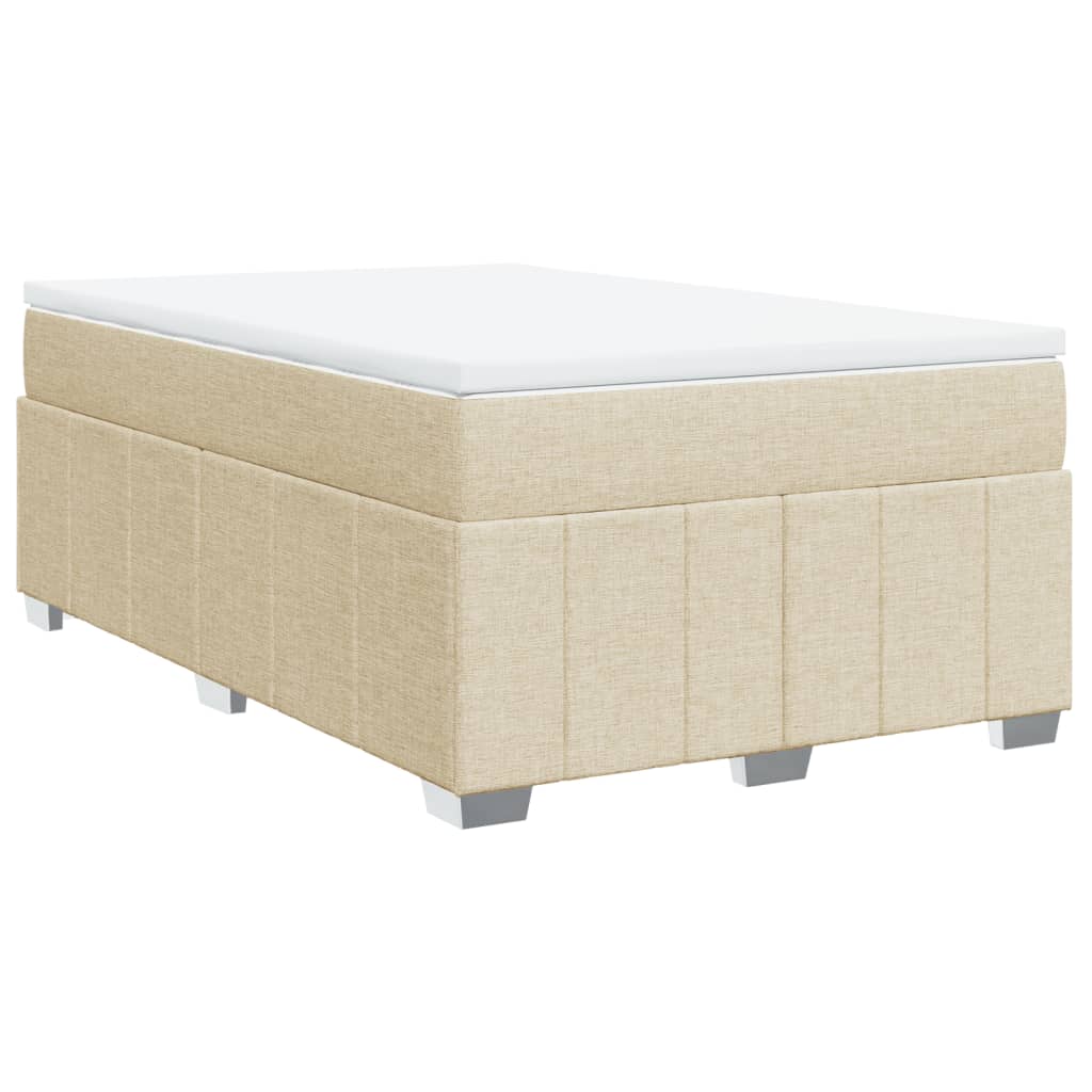 Box Spring Postel S Matrací Krémová 120X190 Cm Textil