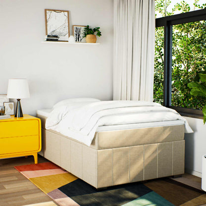 Box Spring Postel S Matrací Krémová 120X190 Cm Textil