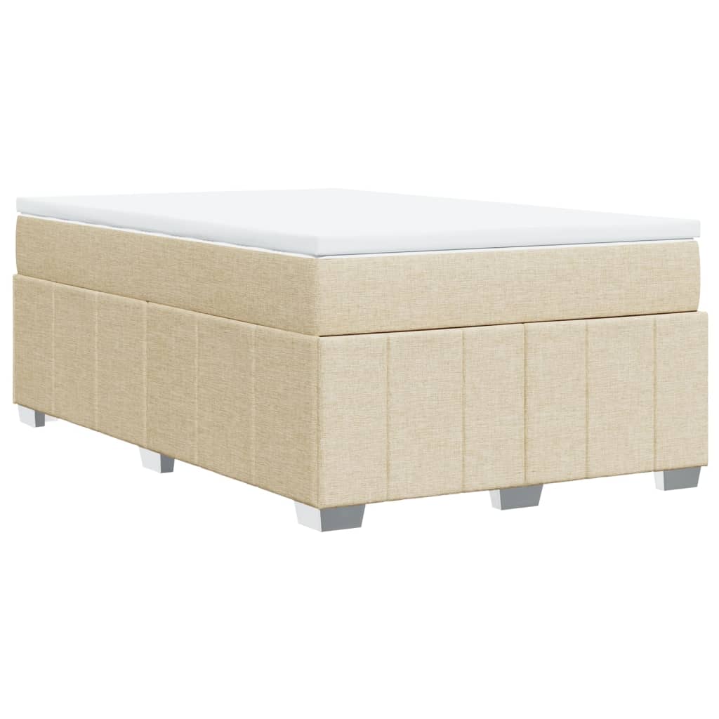 Box Spring Postel S Matrací Krémová 120X190 Cm Textil