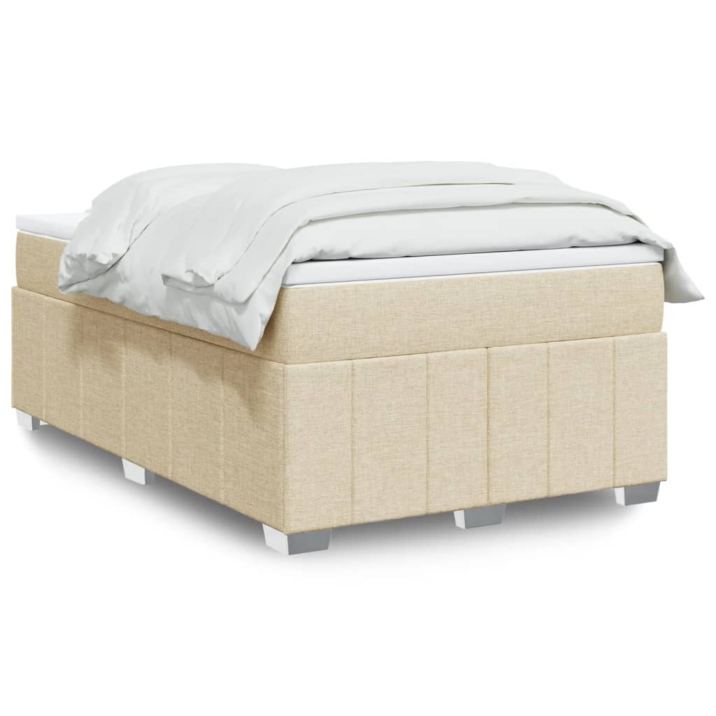 Box Spring Postel S Matrací Krémová 120X190 Cm Textil