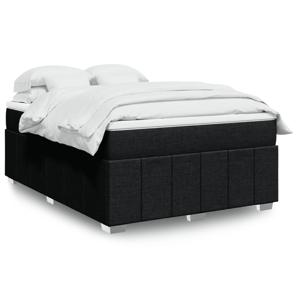Box Spring Postel S Matrací Černá Textil