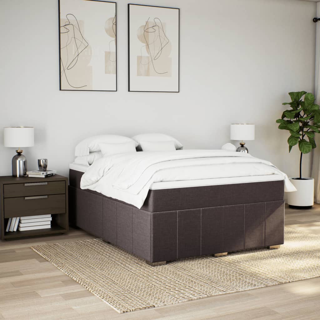 Box Spring Postel S Matrací Tmavě Hnědá 160X200 Cm Textil