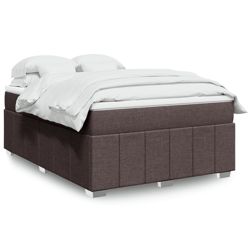 Box Spring Postel S Matrací Tmavě Hnědá 160X200 Cm Textil