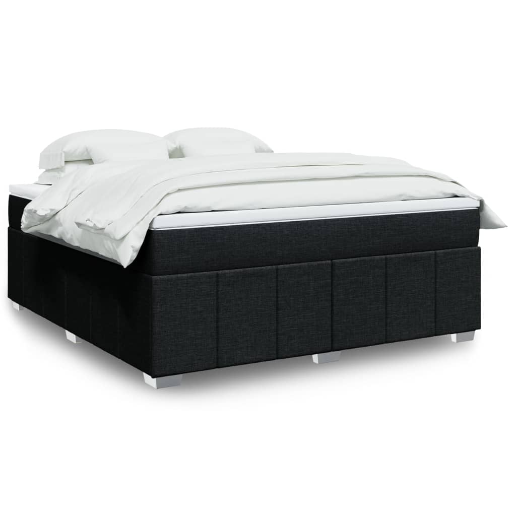Box Spring Postel S Matrací Černá Textil