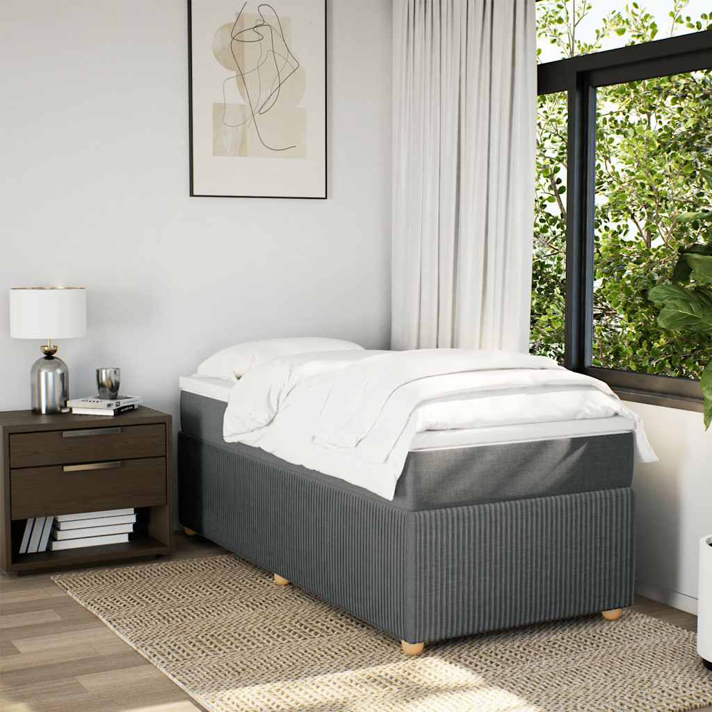 Box Spring Postel S Matrací Tmavě Šedá 90X200 Cm Textil