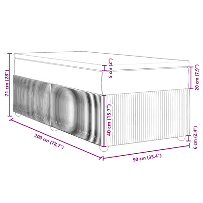 Box Spring Postel S Matrací Tmavě Šedá 90X200 Cm Textil