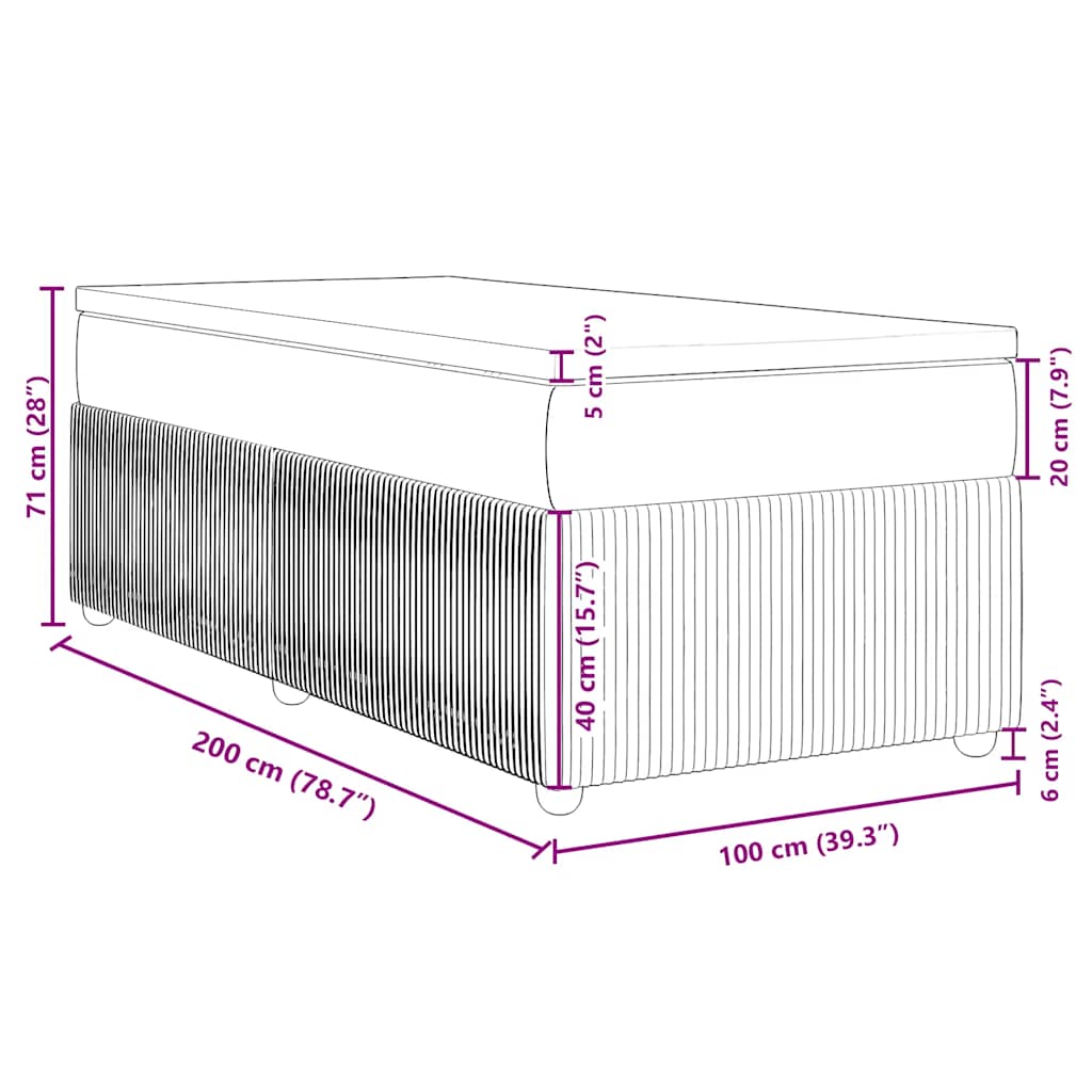 Box Spring Postel S Matrací Tmavě Hnědá 100 X 200 Cm Textil