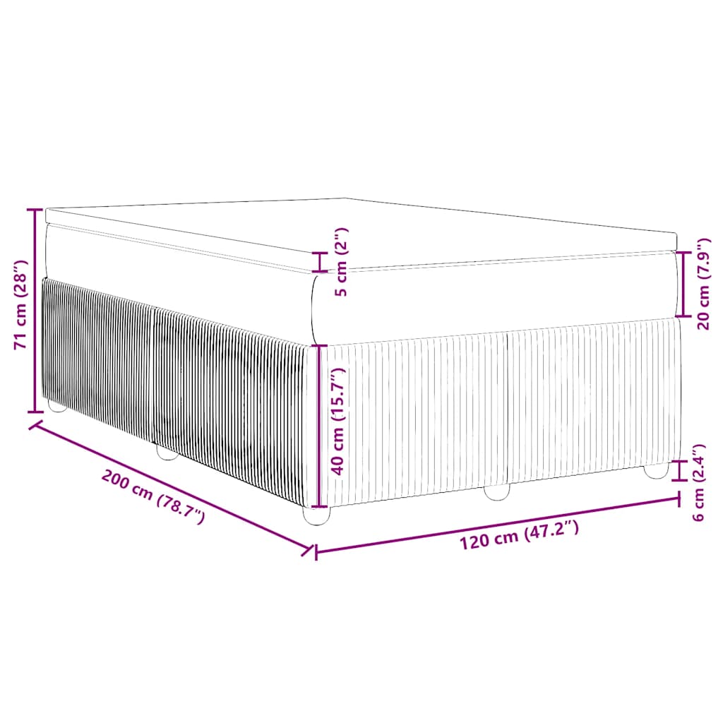Box Spring Postel S Matrací Tmavě Hnědá 120X200 Cm Textil