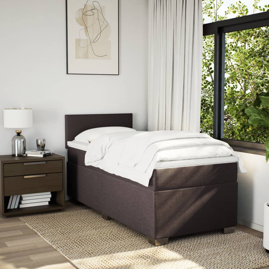 Box Spring Postel S Matrací Textil Tmavě Hnědá