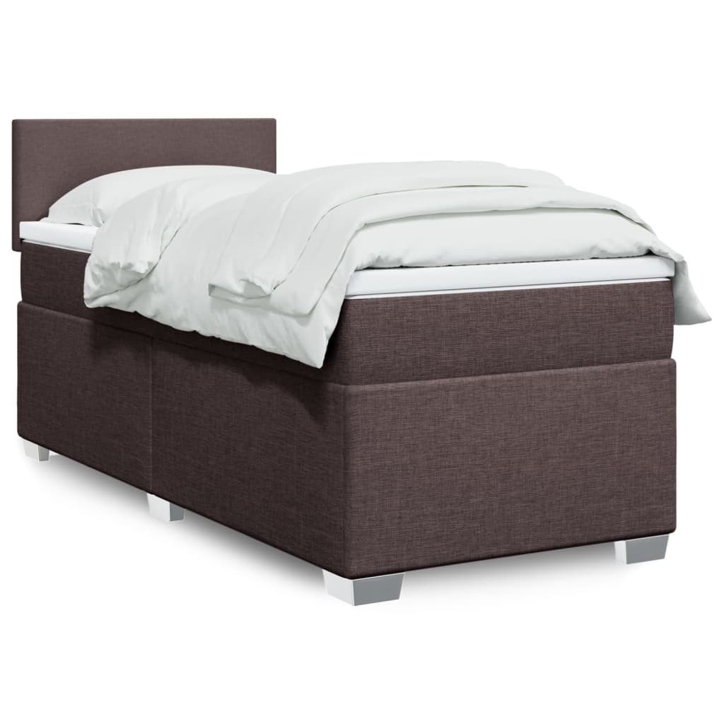Box Spring Postel S Matrací Textil Tmavě Hnědá