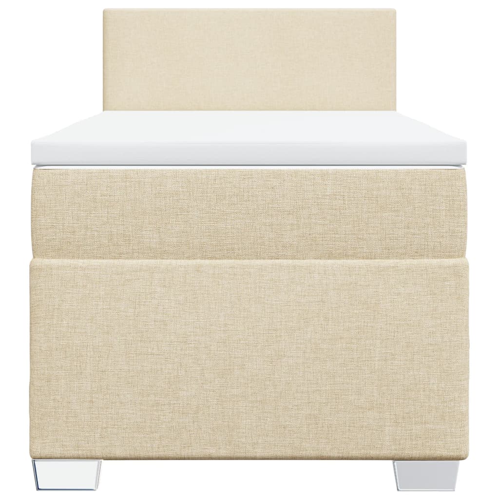 Box Spring Postel S Matrací Textil Krémová
