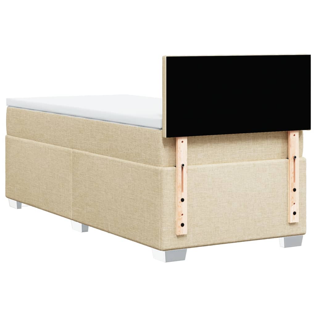Box Spring Postel S Matrací Textil Krémová
