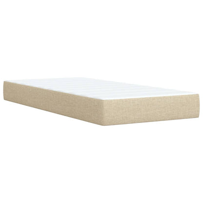 Box Spring Postel S Matrací Textil Krémová