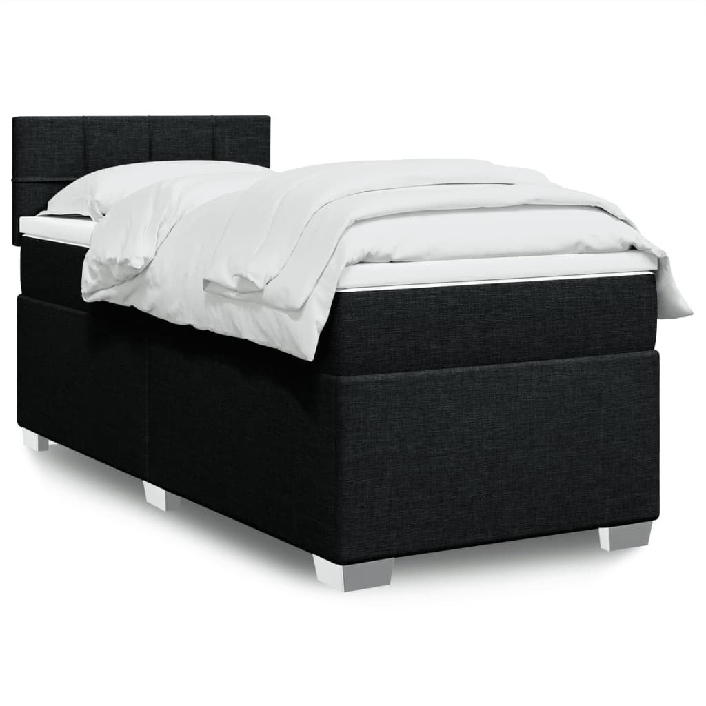 Box Spring Postel S Matrací Černá Textil Černá
