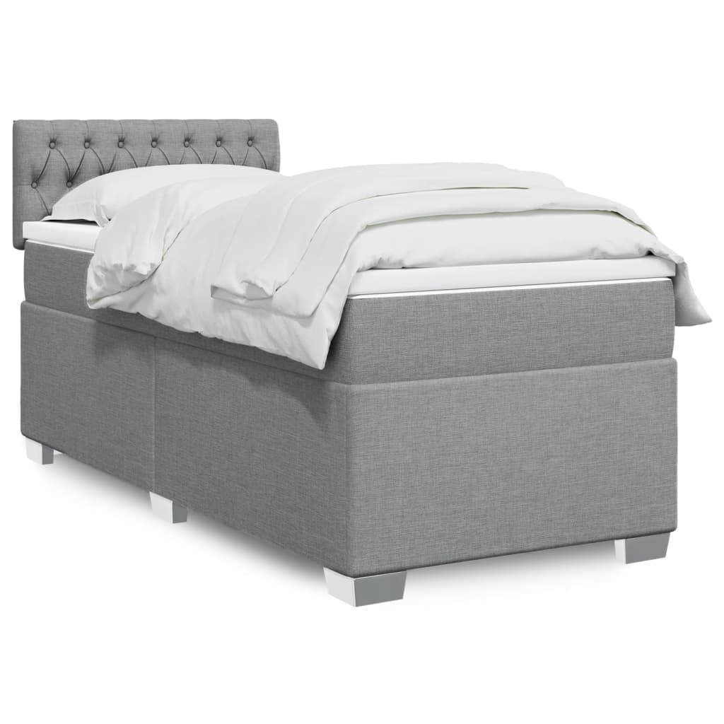 Box Spring Postel S Matrací Textil Světle Šedá