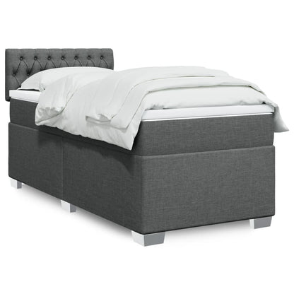 Box Spring Postel S Matrací Textil Tmavě Šedá