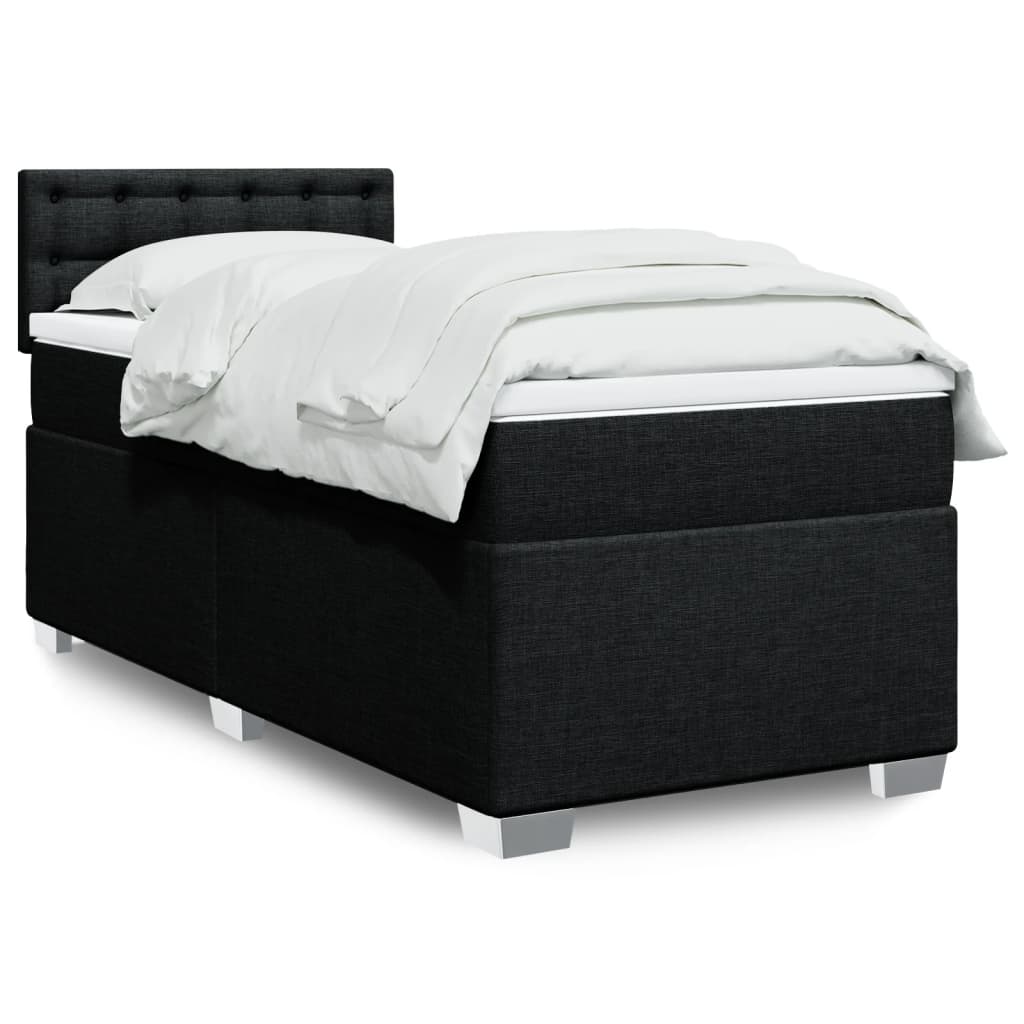 Box Spring Postel S Matrací Černá Textil Černá