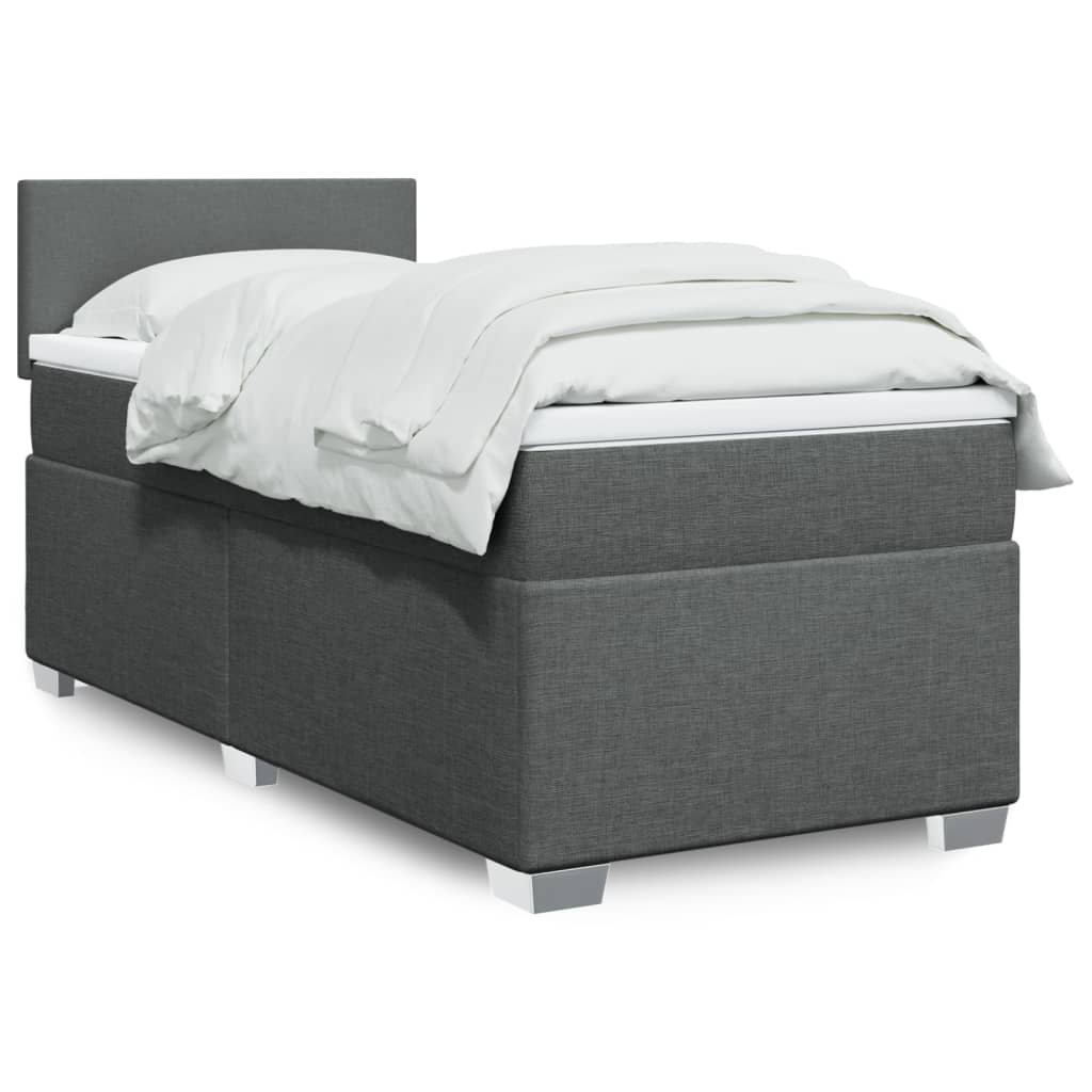 Box Spring Postel S Matrací Textil Tmavě Šedá