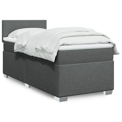 Box Spring Postel S Matrací Textil Tmavě Šedá