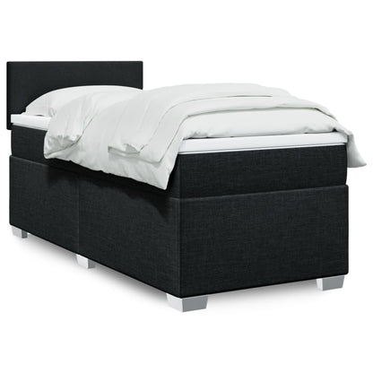 Box Spring Postel S Matrací Černá Textil Černá