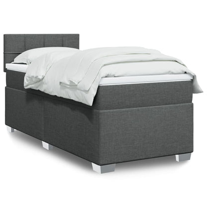 Box Spring Postel S Matrací Textil Tmavě Šedá