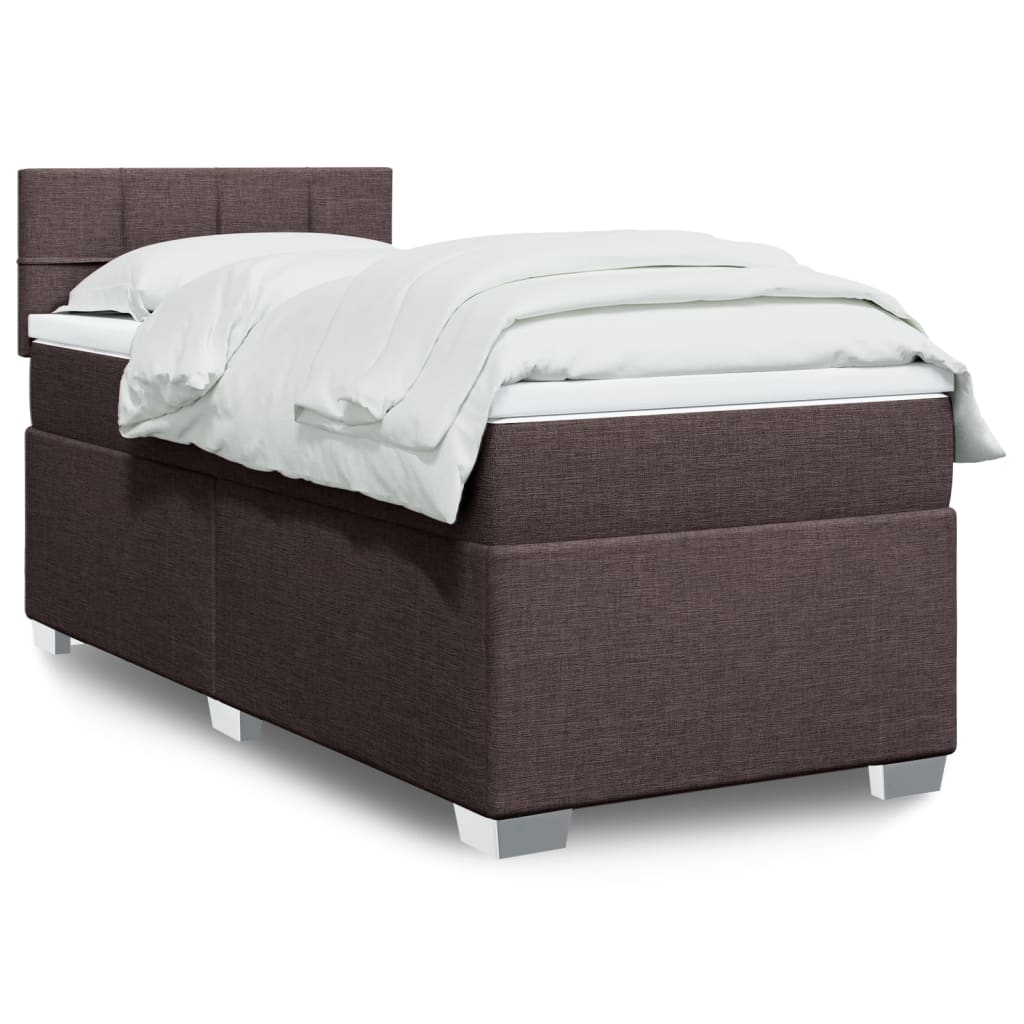 Box Spring Postel S Matrací Textil Tmavě Hnědá