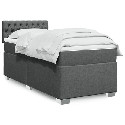 Box Spring Postel S Matrací Textil Tmavě Šedá