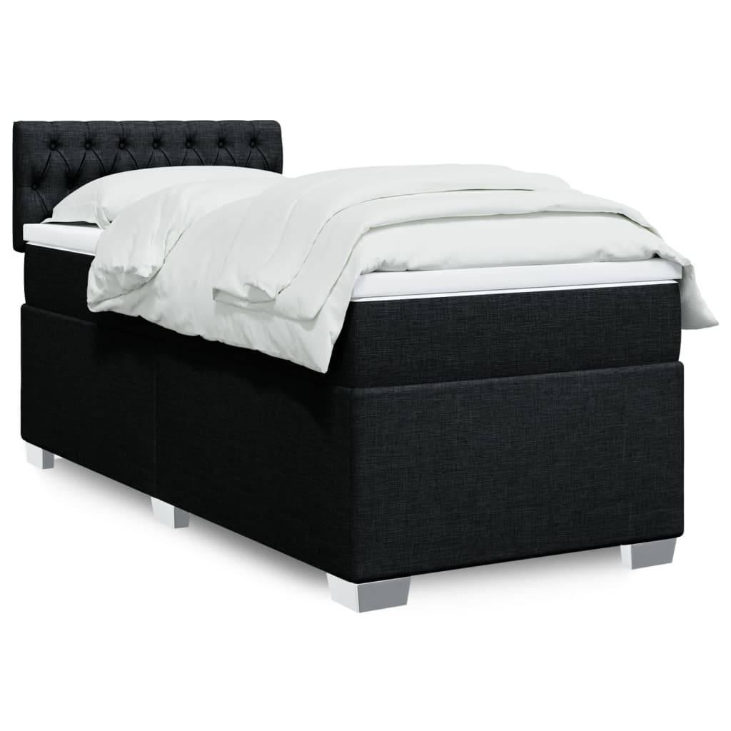 Box Spring Postel S Matrací Černá Textil Černá
