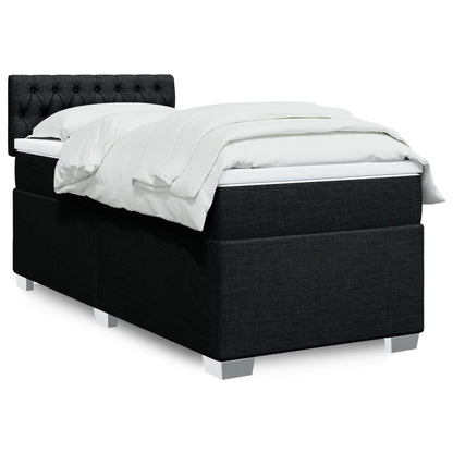 Box Spring Postel S Matrací Černá Textil Černá