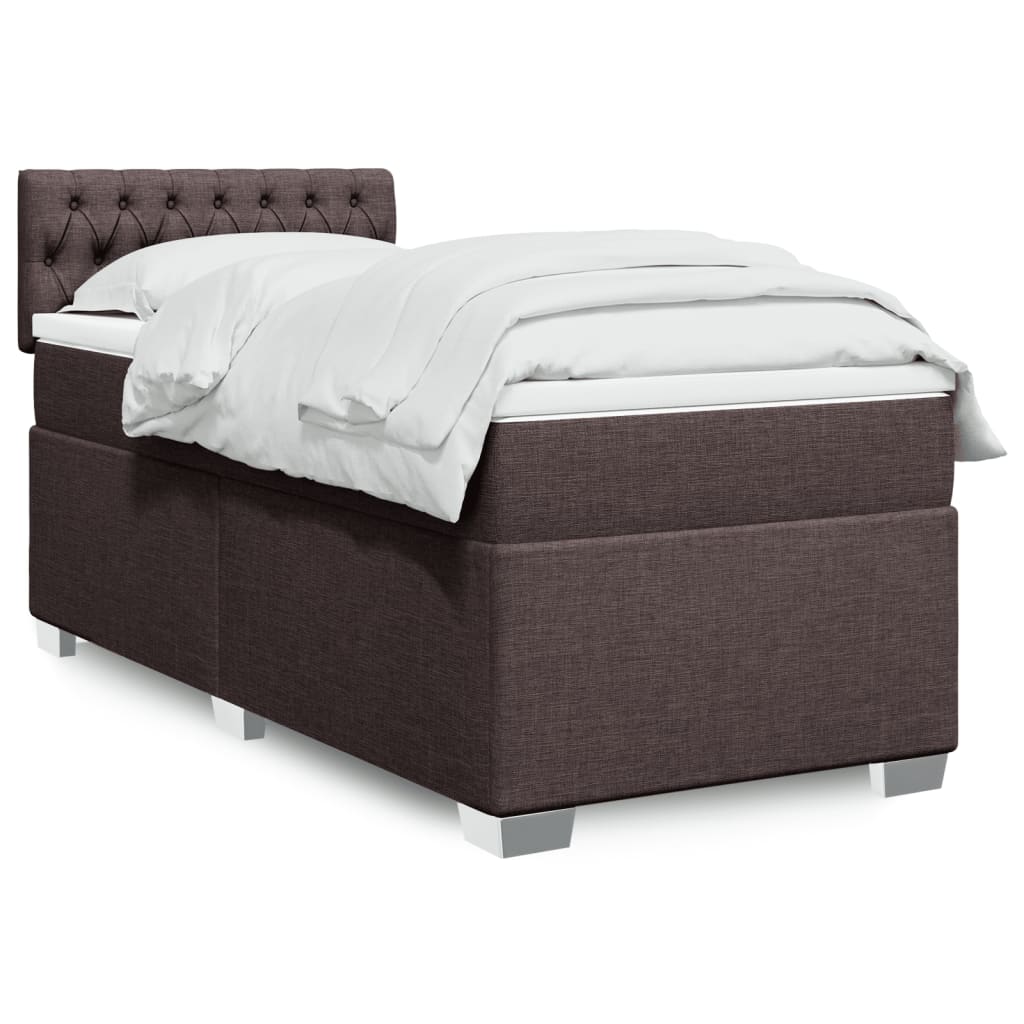 Box Spring Postel S Matrací Textil Tmavě Hnědá