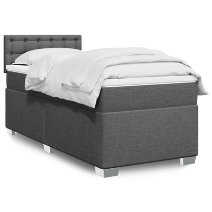 Box Spring Postel S Matrací Textil Tmavě Šedá
