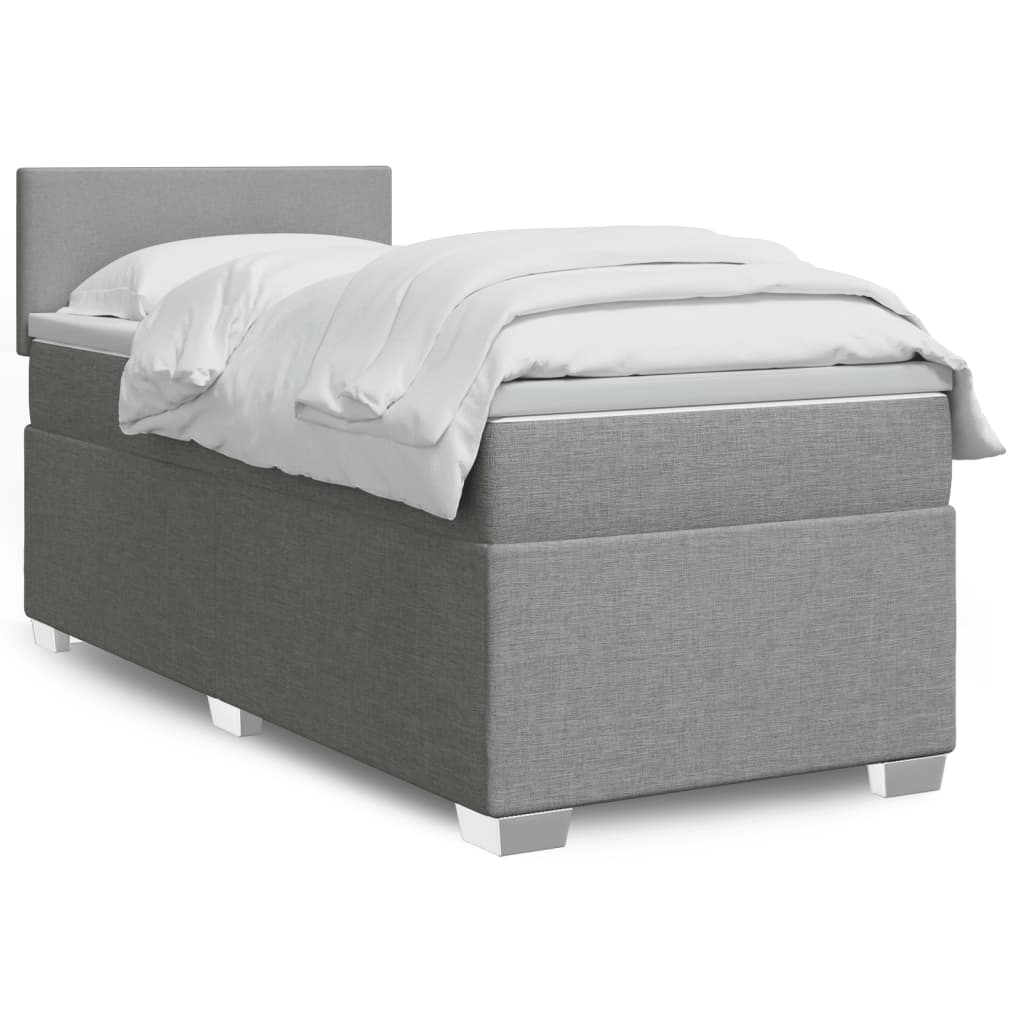 Box Spring Postel S Matrací Textil Světle Šedá