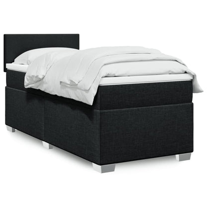 Box Spring Postel S Matrací Černá Textil Černá