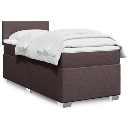 Box Spring Postel S Matrací Textil Tmavě Hnědá