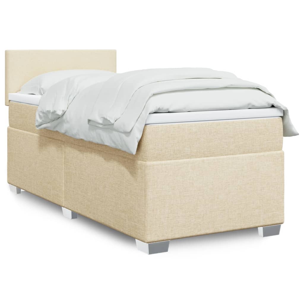 Box Spring Postel S Matrací Textil Krémová