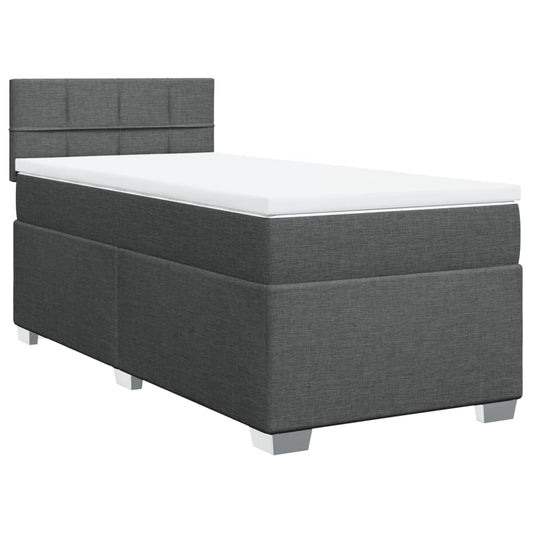 Box Spring Postel S Matrací Textil Tmavě Šedá