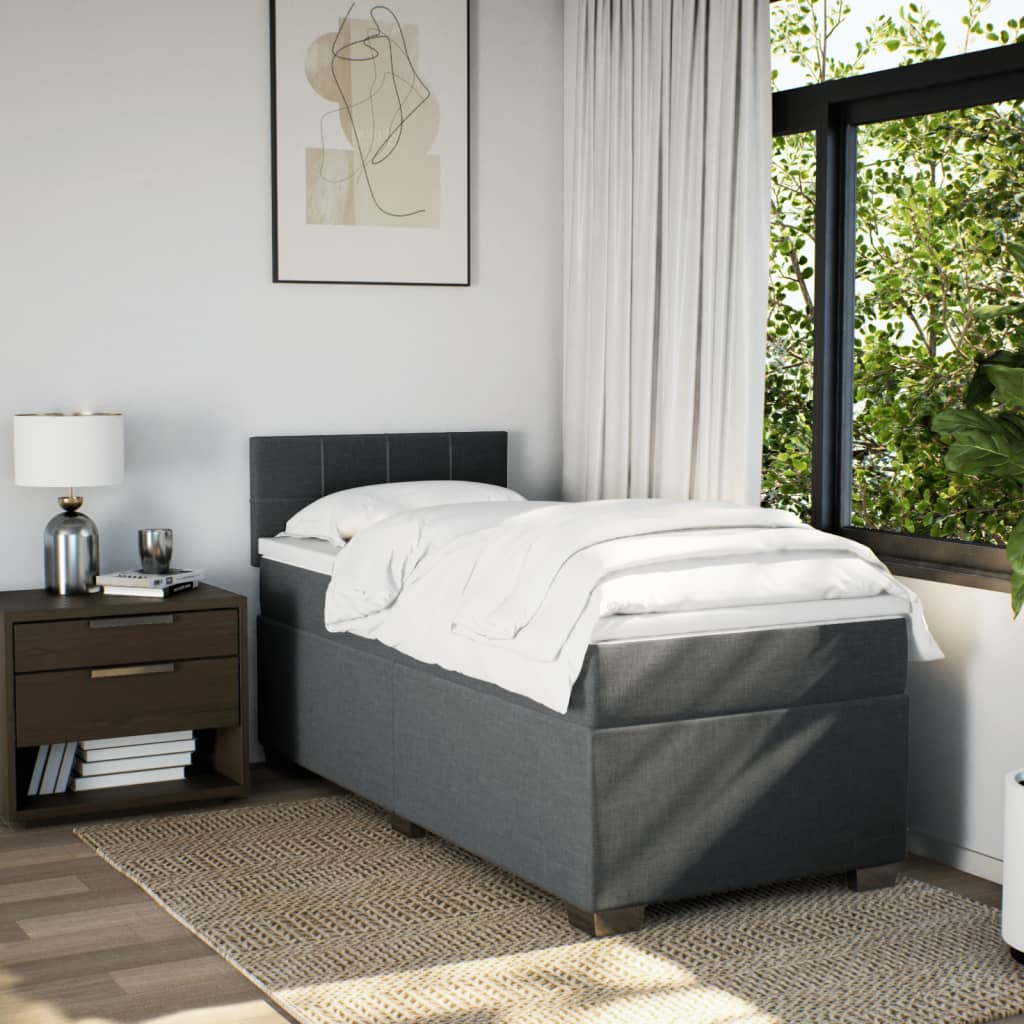Box Spring Postel S Matrací Textil Tmavě Šedá