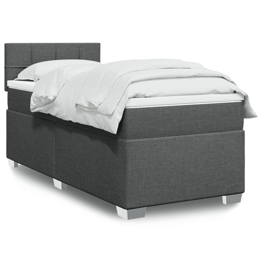 Box Spring Postel S Matrací Textil Tmavě Šedá