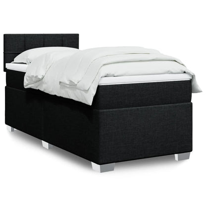 Box Spring Postel S Matrací Černá Textil Černá