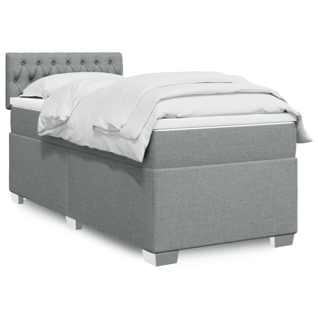 Box Spring Postel S Matrací Textil Světle Šedá