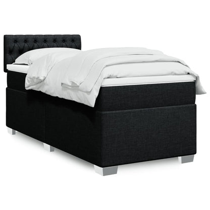 Box Spring Postel S Matrací Černá Textil Černá