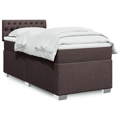 Box Spring Postel S Matrací Textil Tmavě Hnědá