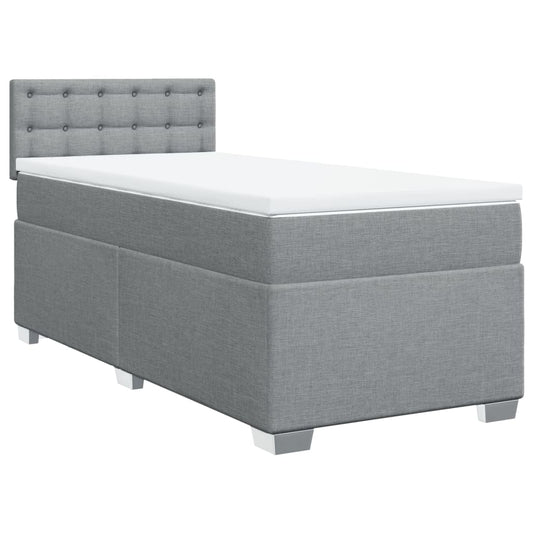 Box Spring Postel S Matrací Textil Světle Šedá